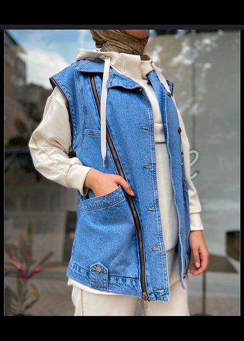 Venöve Kadın Mavi  Denim yelek - Görsel 2