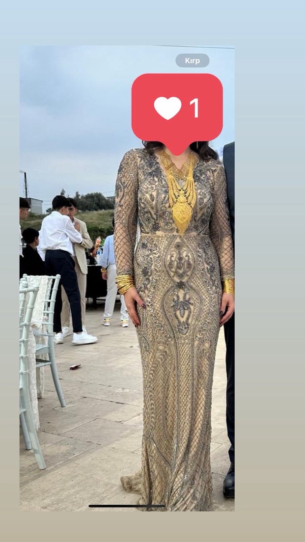 Uzun Kollu Boncuklu V Yaka Yılan Desenli Kadın Elbise - Görsel 3