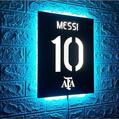Messi Led ışıklı dekoratif ahşap tablo