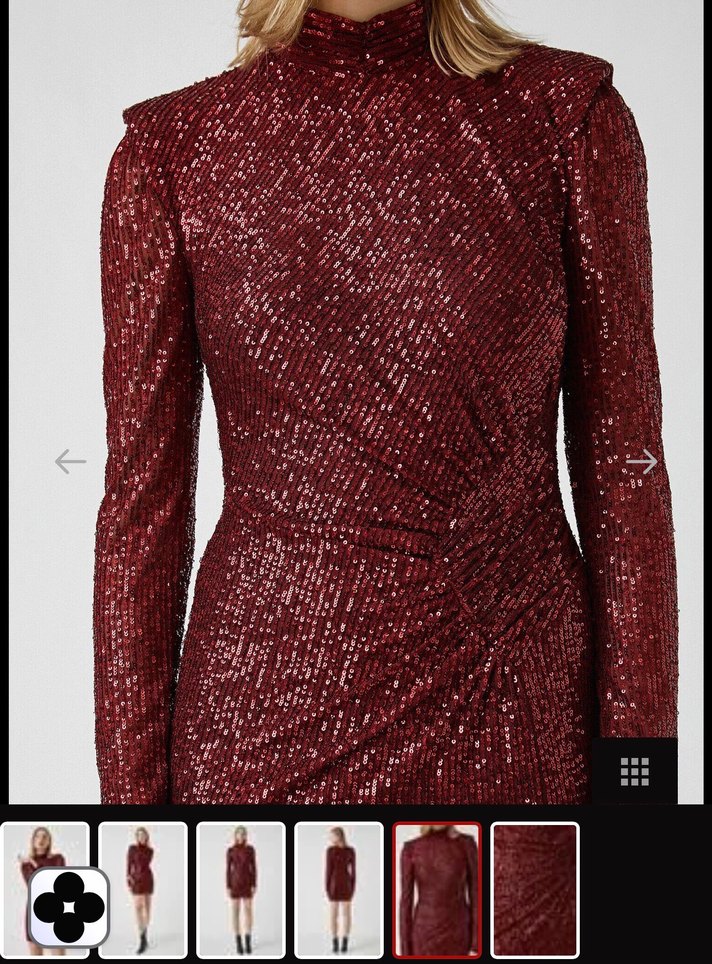 Bordo Payetli elbise - Görsel 2