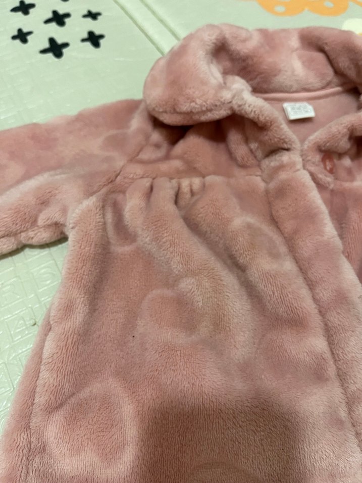 Kız Çocuk Pembe Peluş Ceket - Görsel 3