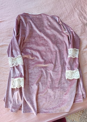 Pembe Bohem Uzun Kollu Kadın Sabahlık - Görsel 2