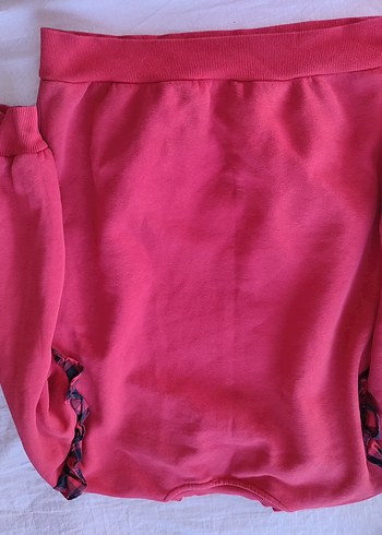 Kırmızı Kadın Sweatshirt, Uzun Kollu, Fırfırlı - Görsel 2