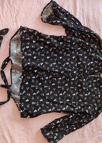 Siyah Desenli V Yaka Hamile Bluzu - Görsel 2