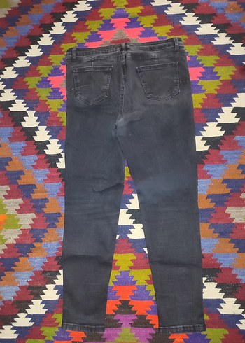 Siyah Tie-Dye Desenli Kadın Denim Pantolon - Görsel 2