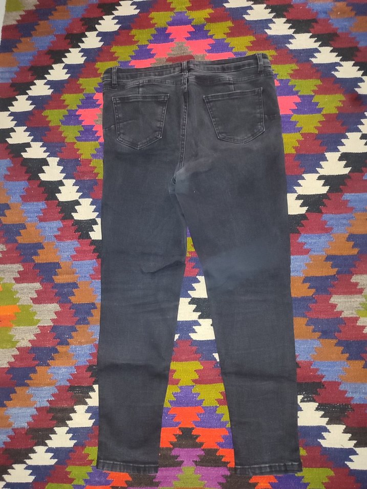 Siyah Tie-Dye Desenli Kadın Denim Pantolon - Görsel 2