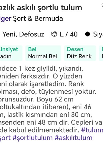 Askılı, şortlu Tulum - Görsel 9