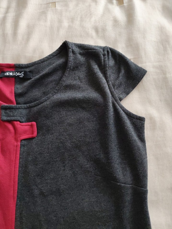 Adil Işık, Bordo Gri  Midi Elbise - Görsel 4