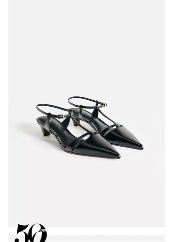 Zara Siyah Tokalı Kadın Ayakkabı Deri