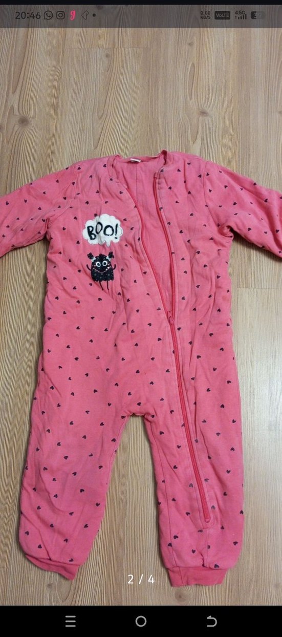 Renkli Baskılı Fermuarlı Pembe Bebek Tulumu - Görsel 2