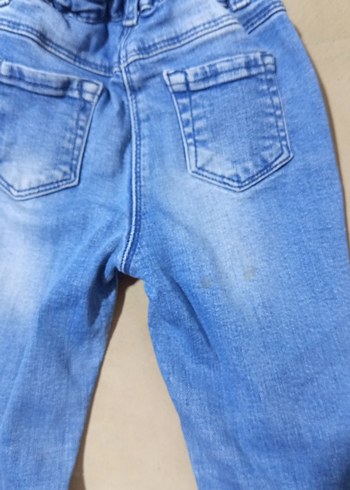 24-36 Ay Beden mavi Renk Nakışlı Düğmeli Mavi Kız Kot Pantolon