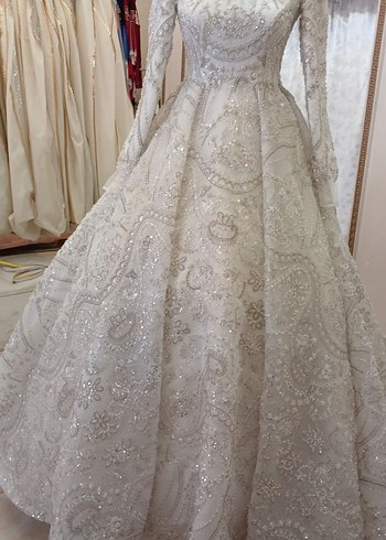 Dantel Detaylı V Yaka A Kesim Gelinlik - Görsel 2