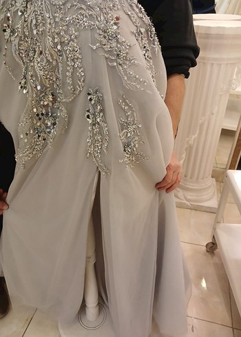 Boncuk İşlemeli Straplez Uzun Abiye Elbise - Görsel 6