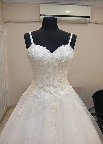 Askılı Beyaz Vintage A Kesim Gelinlik - Görsel 2