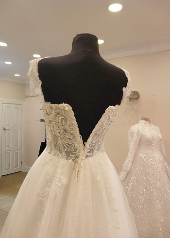 Beyaz Straplez A Kesim Gelinlik - Görsel 2