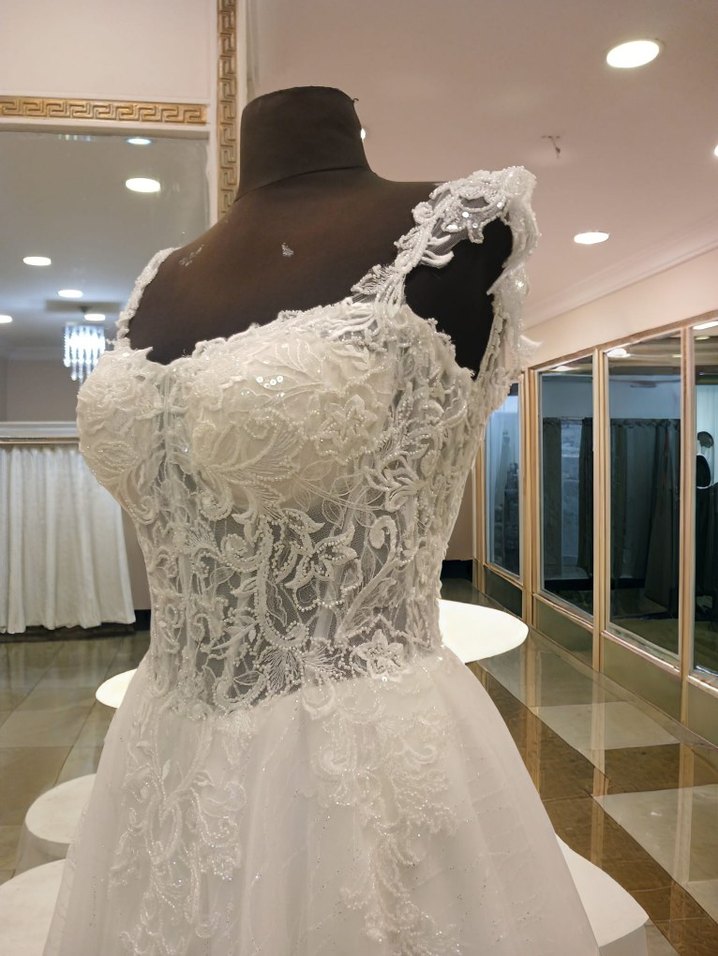 Beyaz Straplez A Kesim Gelinlik - Görsel 3