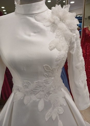 Uzun Kollu Prenses Gelinlik - Görsel 3