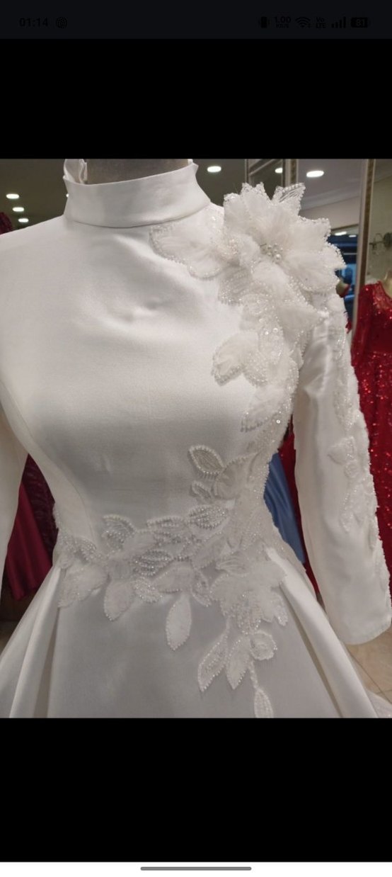 Uzun Kollu Prenses Gelinlik - Görsel 3