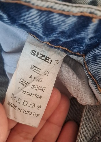 Kadın Geniş Kesim Yırtık Mavi Denim Pantolon - Görsel 2