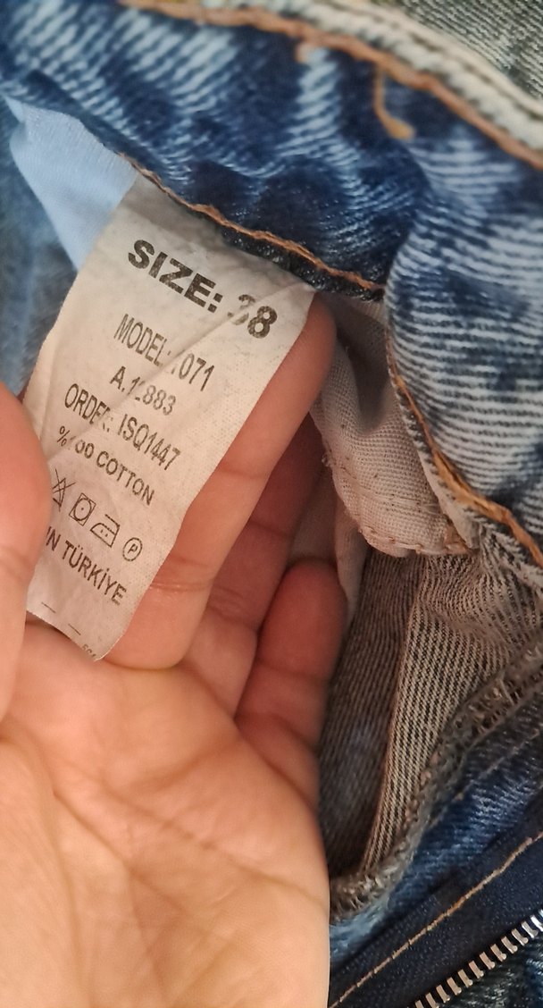 Kadın Geniş Kesim Yırtık Mavi Denim Pantolon - Görsel 3