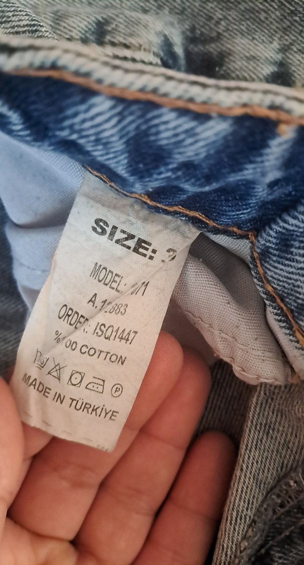 Kadın Geniş Kesim Yırtık Mavi Denim Pantolon - Görsel 2
