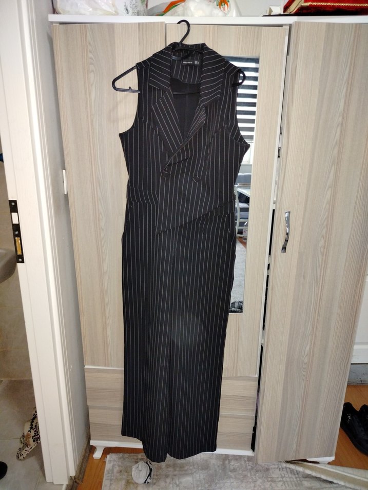 Uzun siyah Kadın Tulum - Görsel 3