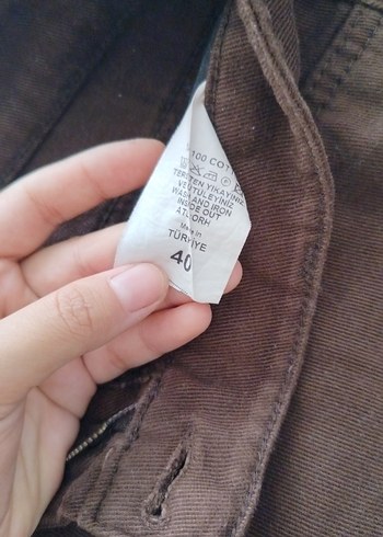 Düğmeli Kahverengi kadın Keten Pantolon - Görsel 3