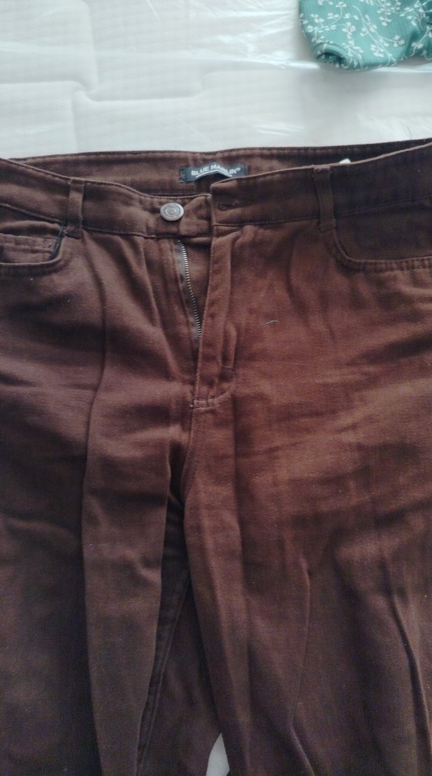 Düğmeli Kahverengi kadın Keten Pantolon - Görsel 4