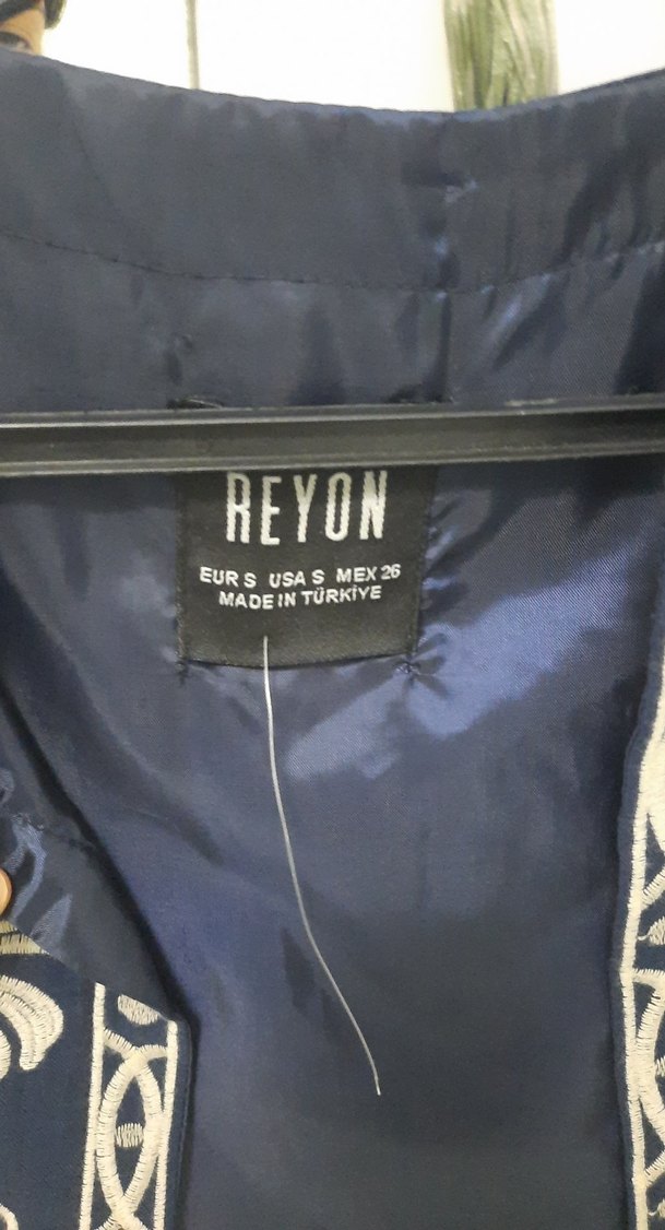 Nakışlı Mavi Kısa Bohem Yelek - Görsel 3