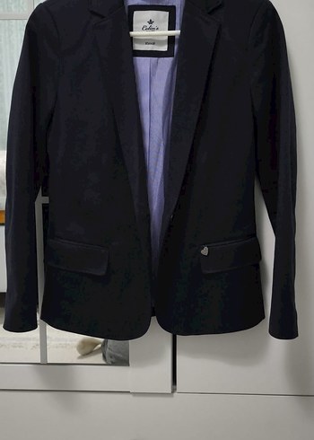 Kadın Siyah Midi Boy Düğmeli Ceket - Görsel 5