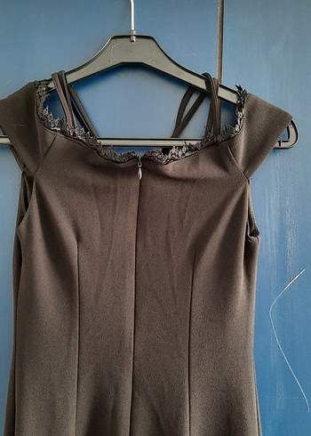 Bej Uzun Straplez Drapeli Kadın Elbise - Görsel 3