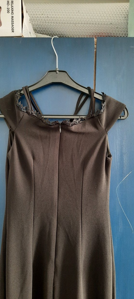 Bej Uzun Straplez Drapeli Kadın Elbise - Görsel 3