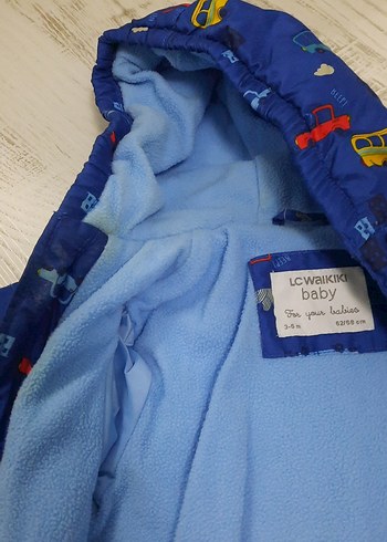 Renkli Baskılı Mavi Bebek Snowsuit - Görsel 3