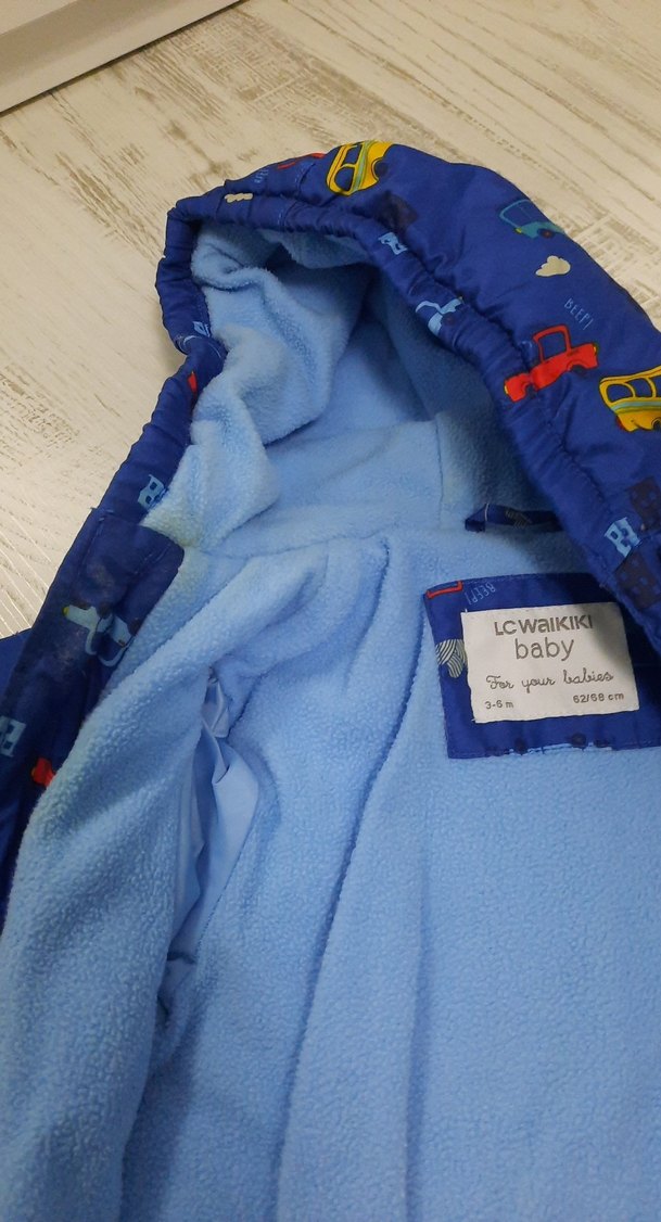 Renkli Baskılı Mavi Bebek Snowsuit - Görsel 3