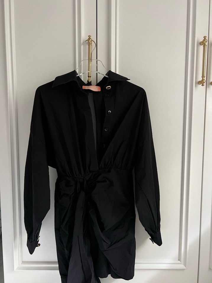 Siyah Uzun Kollu Kadın Elbise - Görsel 5