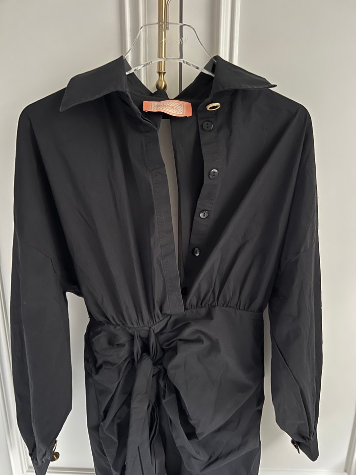 Siyah Uzun Kollu Kadın Elbise - Görsel 2