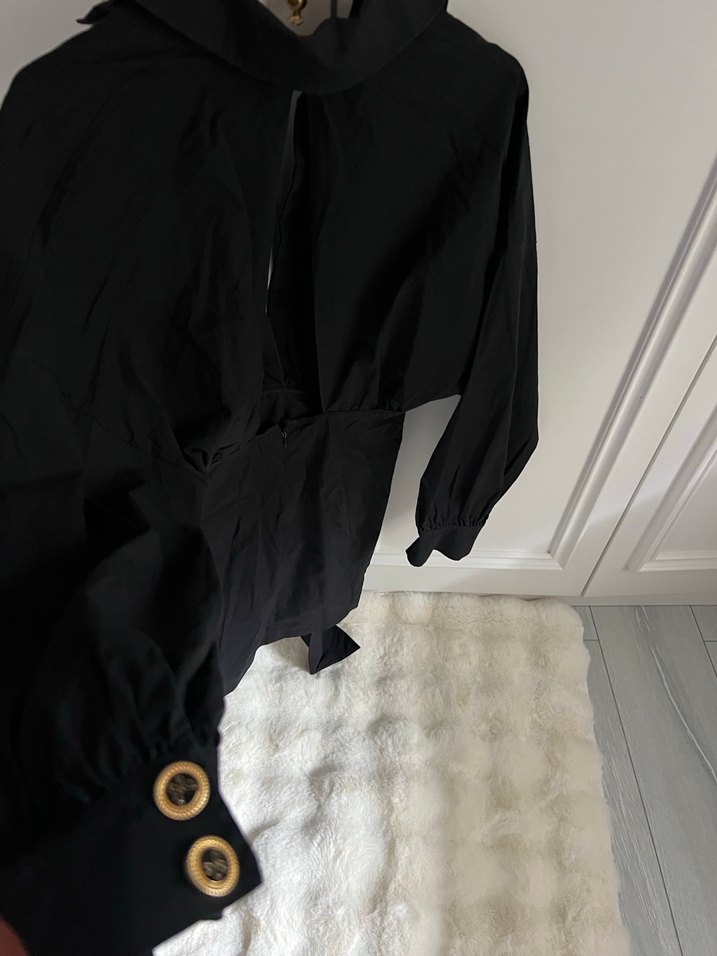 Siyah Uzun Kollu Kadın Elbise - Görsel 3