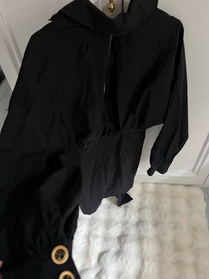 Siyah Uzun Kollu Kadın Elbise - Görsel 4