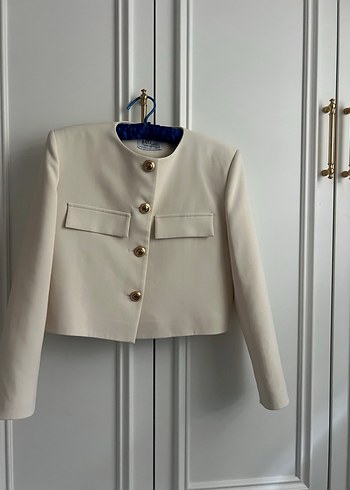 Düğmeli Krem Mini Kadın Takım - Görsel 4