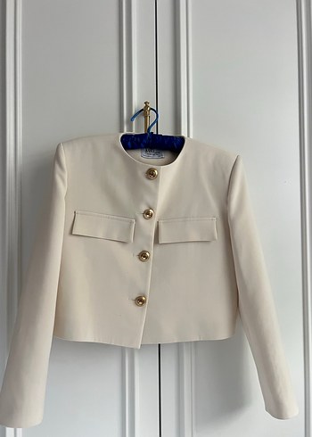 Düğmeli Krem Mini Kadın Takım - Görsel 3
