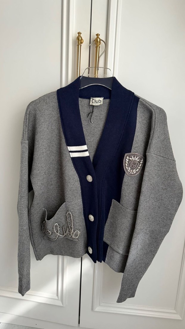 Beymen Club Gri İşlemeli Logolu Hırka - Görsel 4