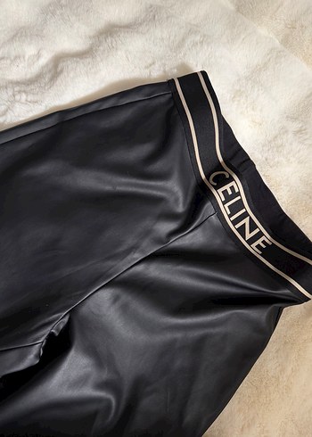 Siyah Parlak Deri Kemerli Kadın Tayt - Görsel 4