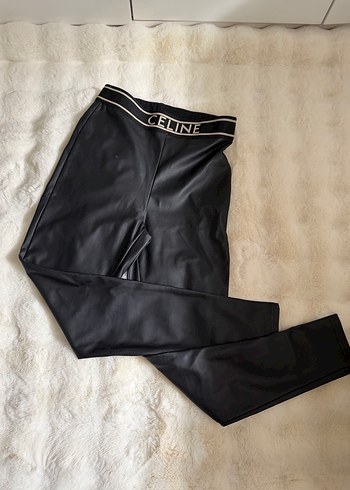 Siyah Parlak Deri Kemerli Kadın Tayt - Görsel 2