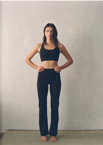 Siyah Kadın Midi İspanyol Paça Pantolon - Görsel 2