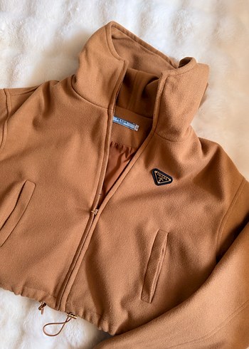 Kadın Bej Fermuarlı Kısa Ceket - Görsel 3