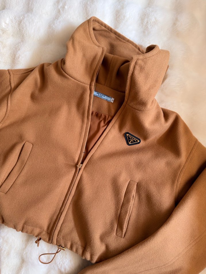 Kadın Bej Fermuarlı Kısa Ceket - Görsel 3