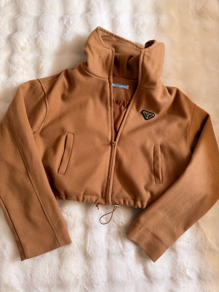 Kadın Bej Fermuarlı Kısa Ceket - Görsel 4