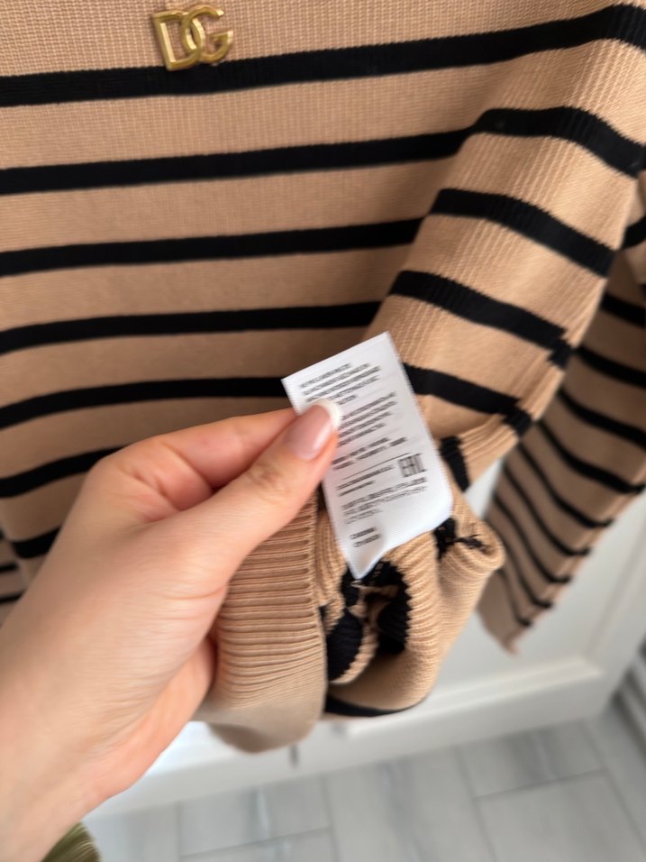 Düğmeli Kahverengi Çizgili Kadın Triko - Görsel 4