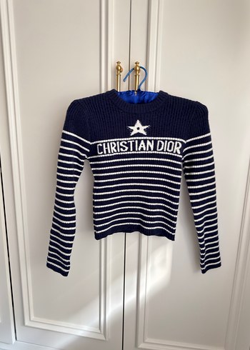 Navy Çizgili Nakışlı Kadın Kazak - Görsel 2