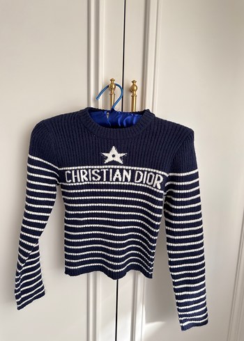 Navy Çizgili Nakışlı Kadın Kazak - Görsel 6